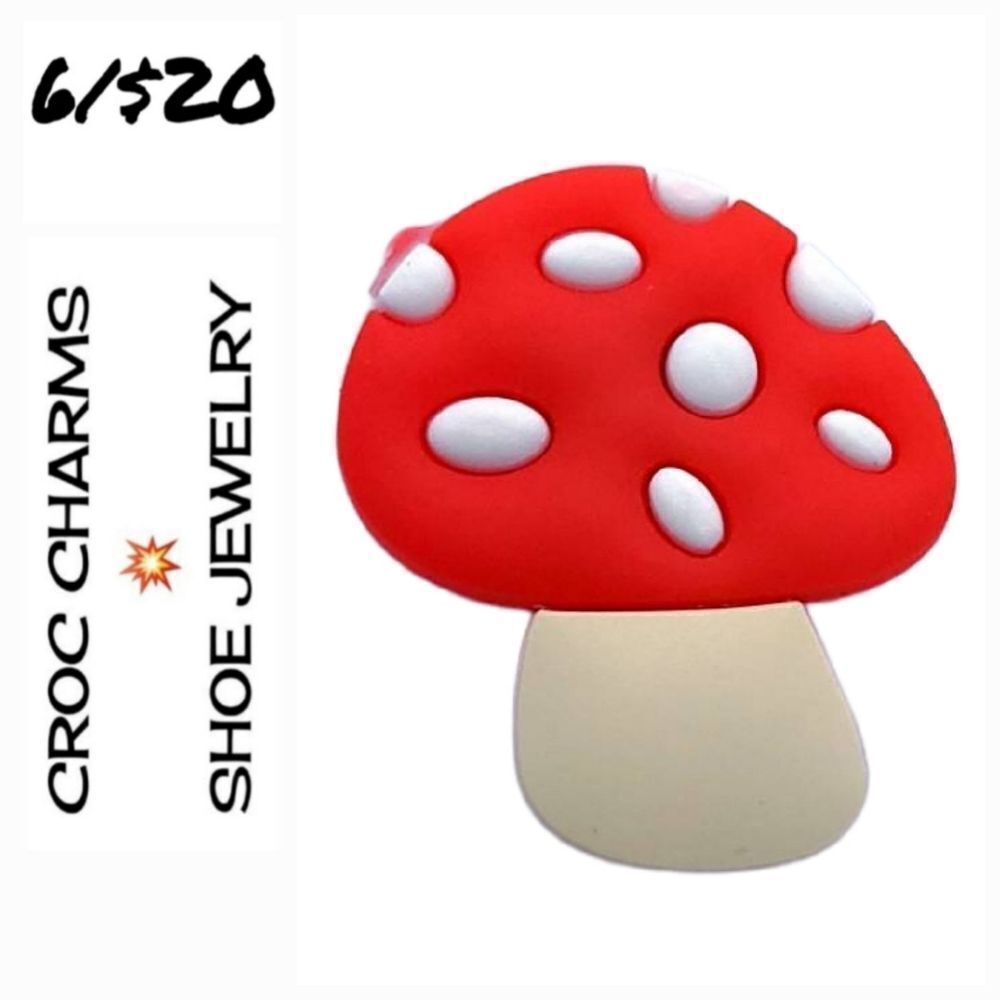 Red Mushroom 🍄 Bag Charm 👜 Rubber Shoe Charm Jewelry Game Movie
